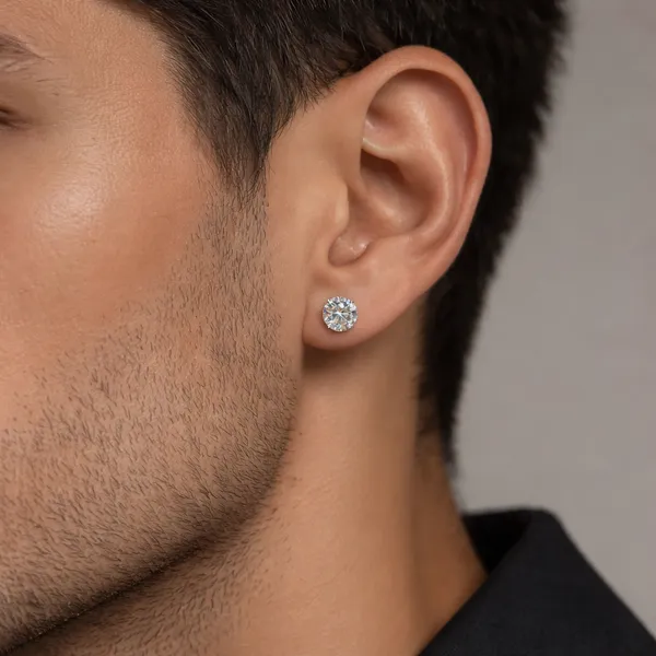 Silver_Titanium_Steel_Pair_Of_Moissanite_Stud_For_Men