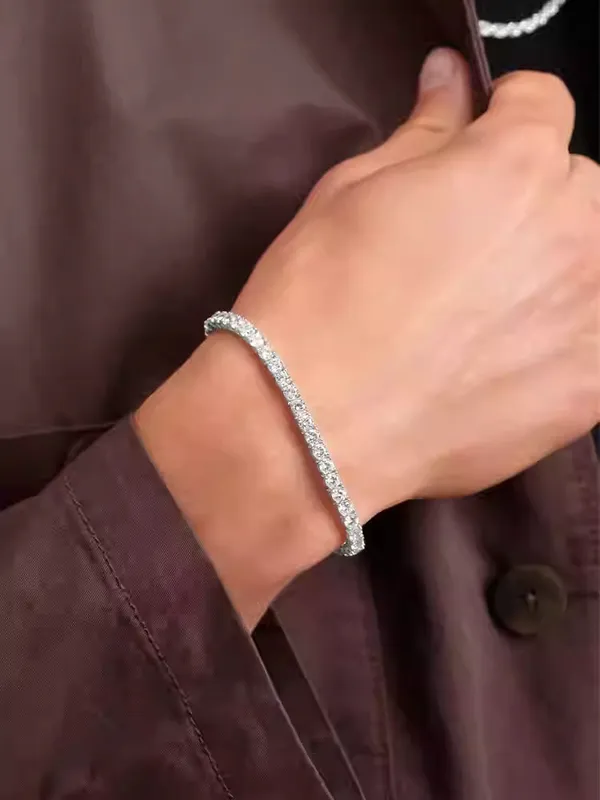 Silver_Titanium_Steel_Tennis_Bracelet_For_Men