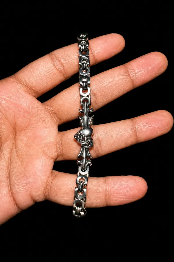 Silver_Titanium_Steel_Void_Cross_Bracelet_For_Men