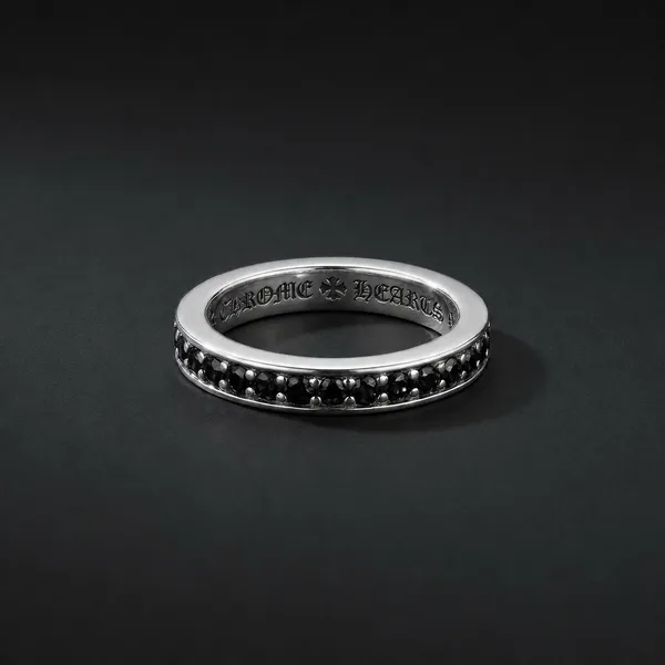 Silver_Titanium_Steel_Black_Stone_Iced_Ring