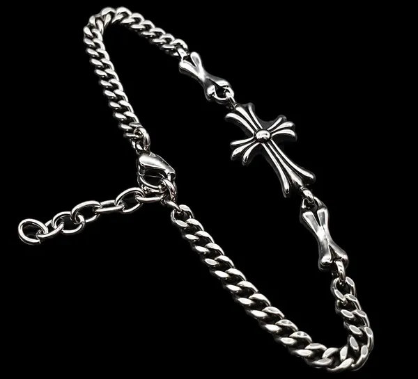 Silver_Titanium_Steel_Cross_Chain_Bracelet