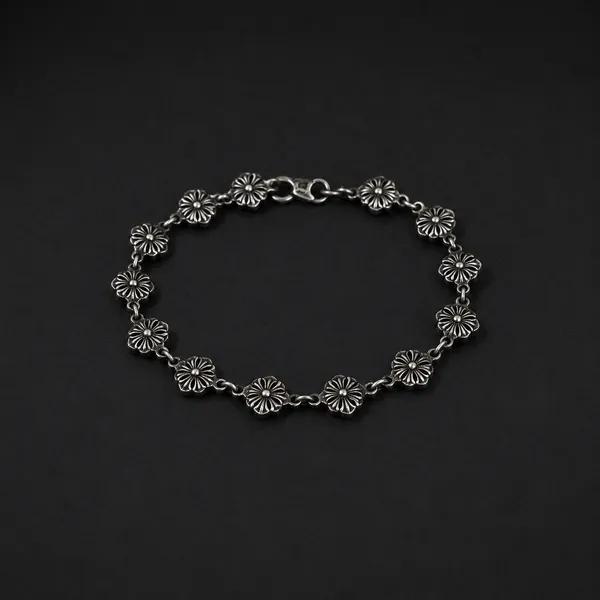 Silver_Titanium_Steel_Floral_Link_Bracelet