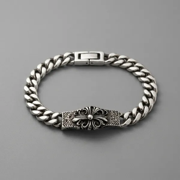 Silver_Titanium_Steel_Chrome_Heart_Link_For_Men