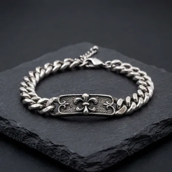 Silver_Titanium_Steel_Chrome_Heart_Link_For_Men