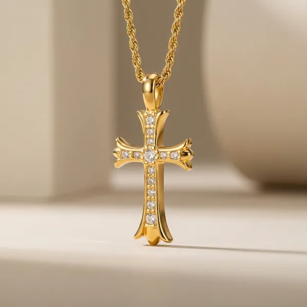 Gold_Cross_Iced_Chain_Pendant_For_Men
