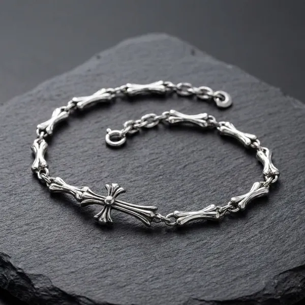 Silver_Titanium_Steel_Cross_Bone_Link_For_Men