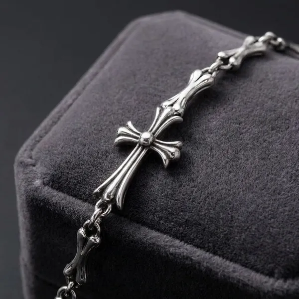 Silver_Titanium_Steel_Cross_Bone_Link_For_Men
