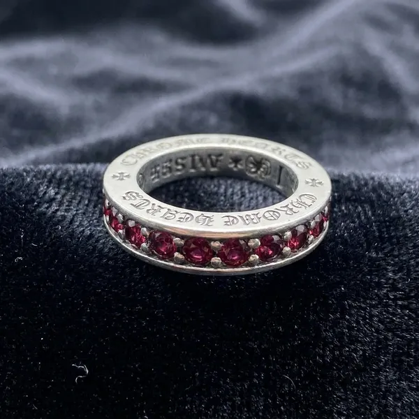 Silver_Titanium_Steel_Red_Stone_Iced_Ring_For_Men