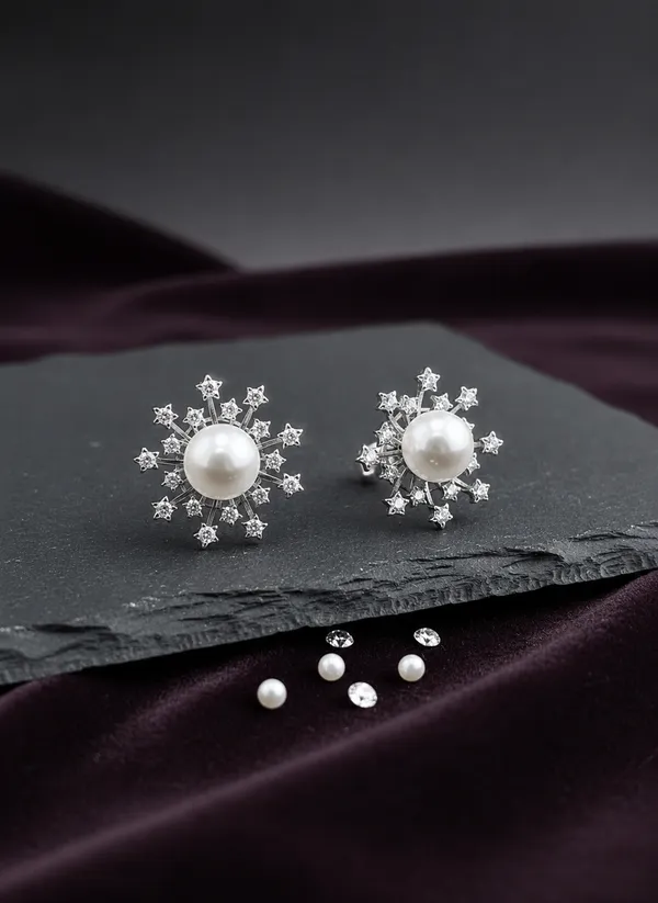 Silver_Pearl_Starburst_Stud_Earrings