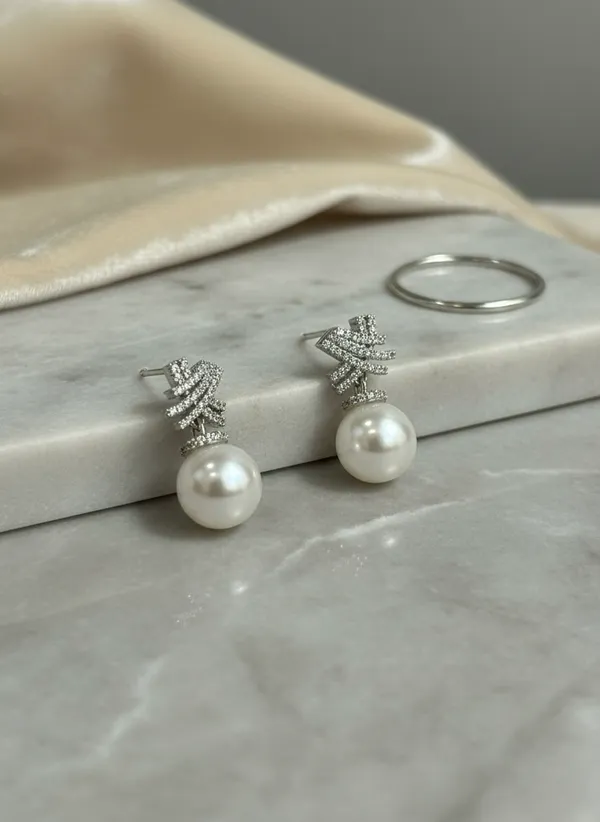 Silver_Premium_Bow-Knot_Pearl_Drop_Earrings