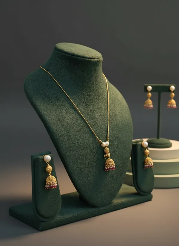 Gold_Filigree_Jhumka_Pendant_Necklace_Set_With_Pearl_And_Ruby_Drops