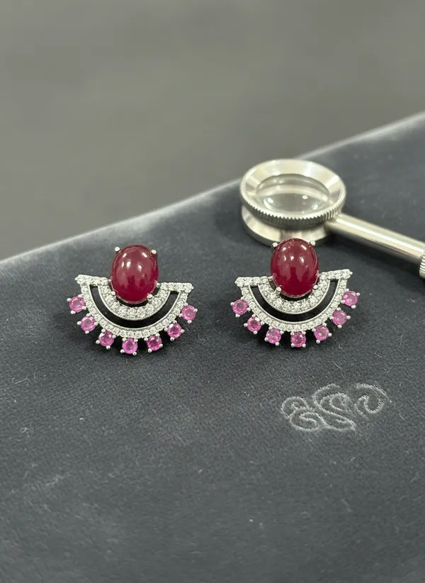 Ruby_Premium_Cabochon_Fan_Cz_Stud_Earrings