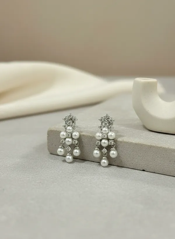 Silver_Cz_And_Pearl_Chandelier_Drop_Earrings