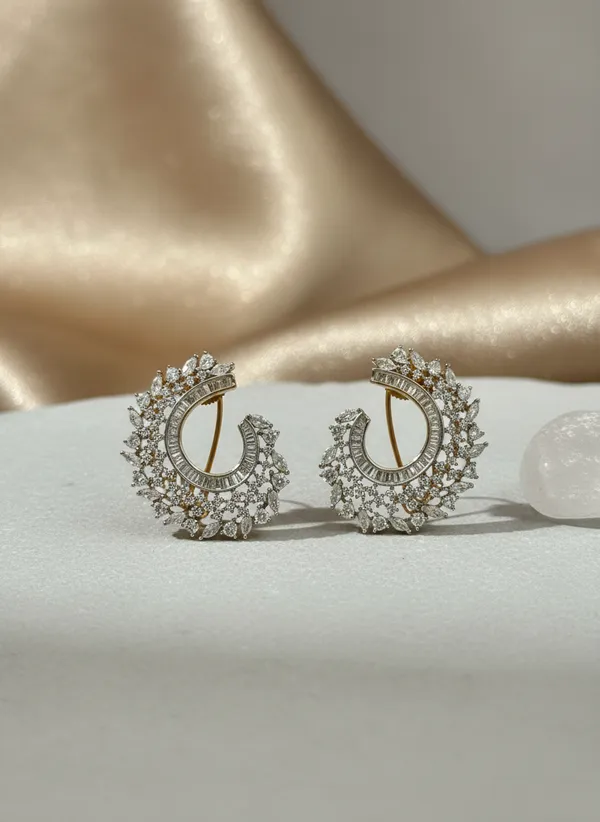 Gold_Baguette_And_Marquise_Cz_Open_Hoop_Bali_Earrings