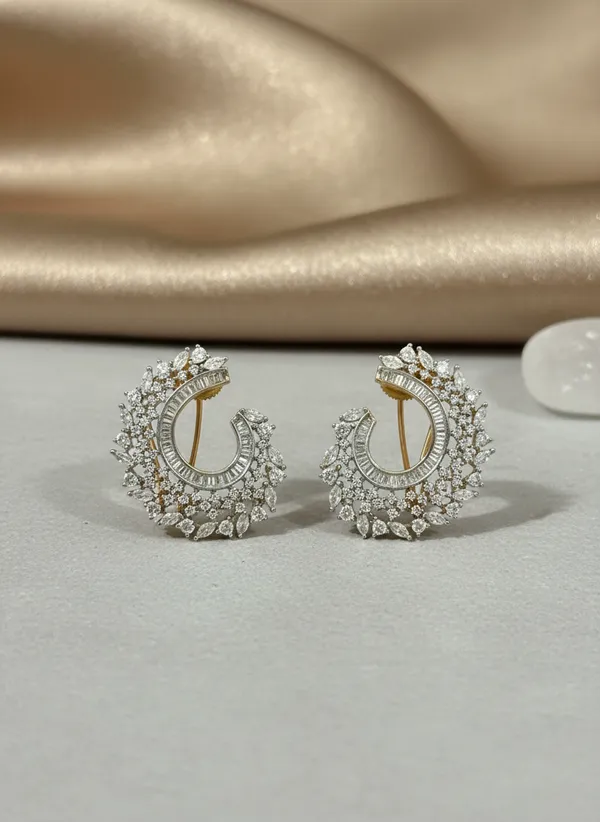 Gold_Baguette_And_Marquise_Cz_Open_Hoop_Bali_Earrings