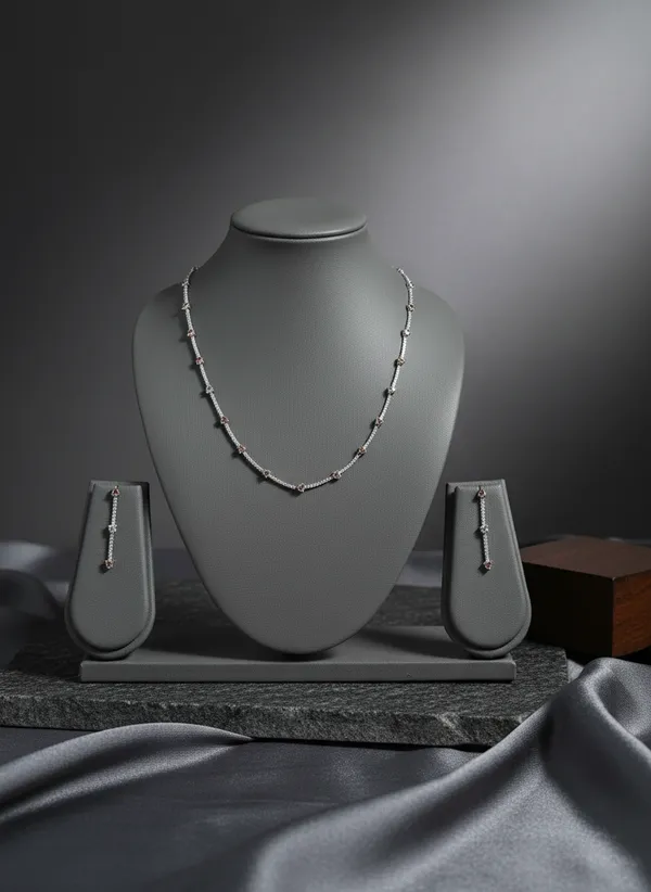 Silver_Cz_Station_Chain_Necklace_Set_With_Bar_Drop_Earrings