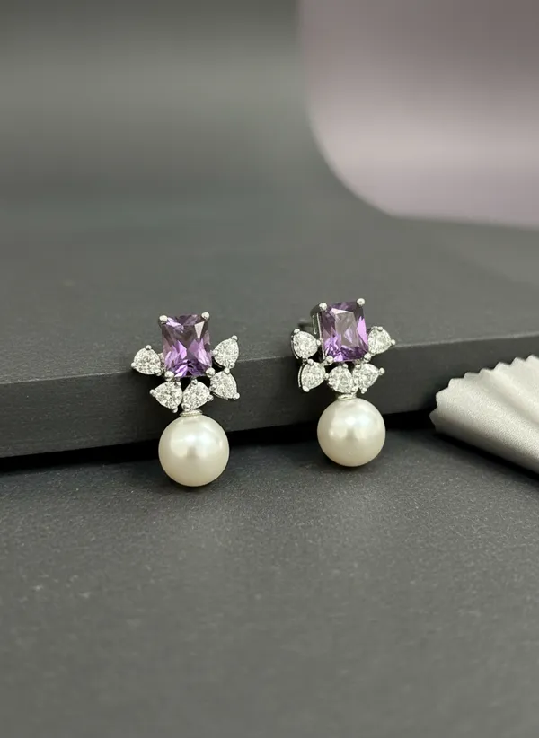 Amethyst_Purple_Cz_And_Pearl_Drop_Earrings
