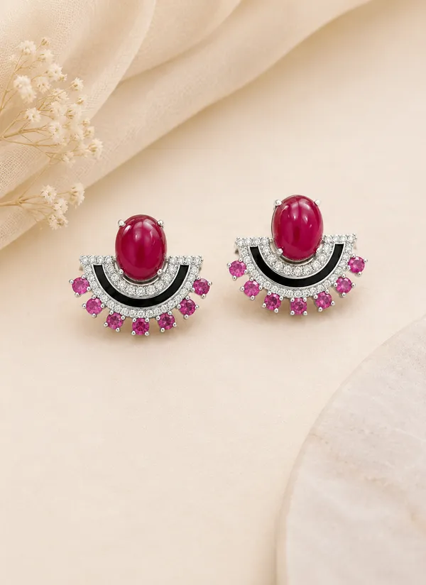Ruby_Premium_Cabochon_Fan_Cz_Stud_Earrings