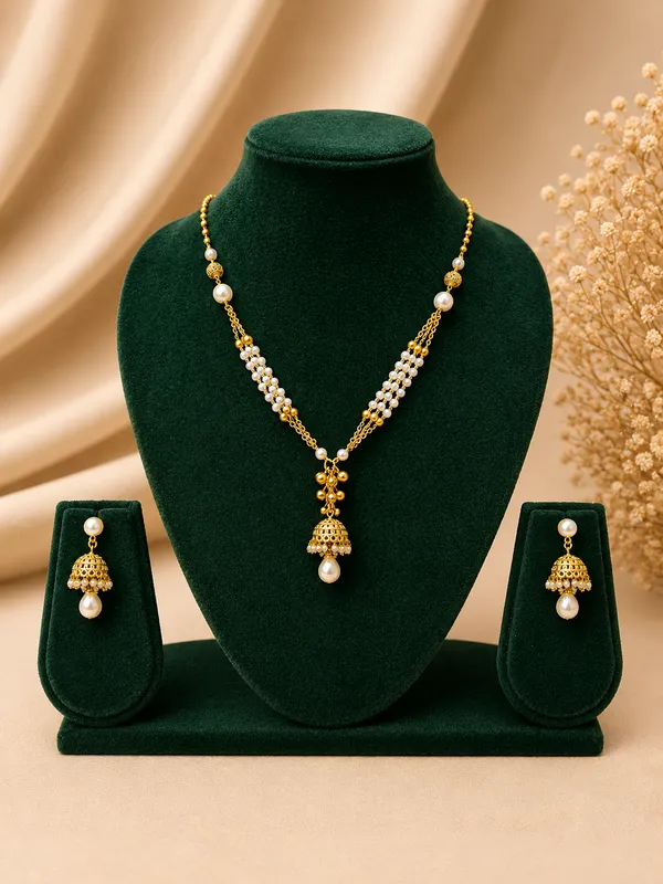 Pearl_And_Gold_Jhumka_Pendant_Necklace_Set