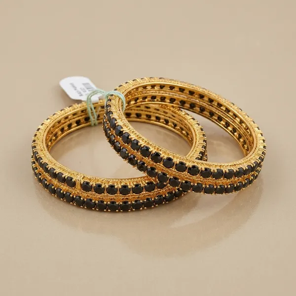 Gold_And_Black_Cz_Stone_Traditional_Bangles_For_Women