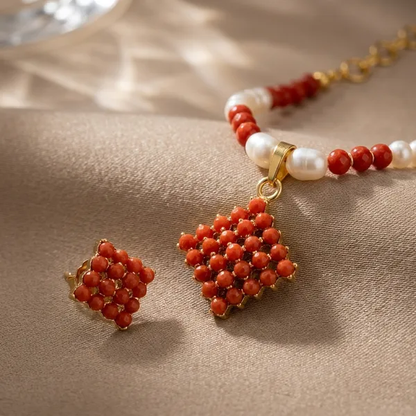 Red_And_White_Pearl_Coral_Bead_Traditional_Necklace_Set_For_Women
