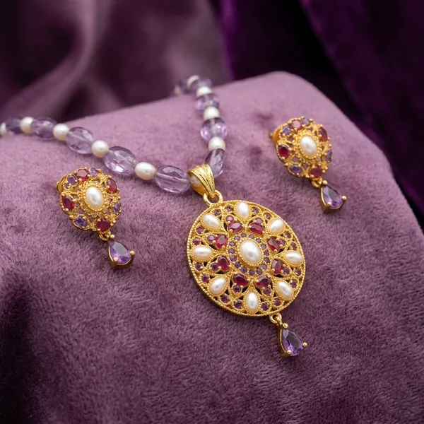 Purple_Crystal_Bead_Floral_Pendant_Necklace_Set_For_Women