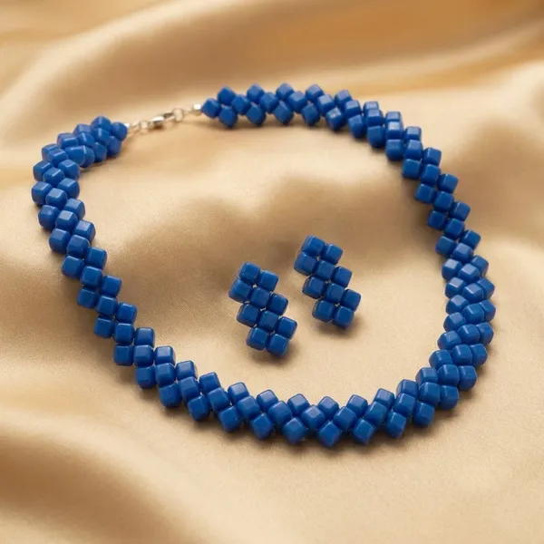 Dark_Blue_Square_Necklace_And_Earrings_Set