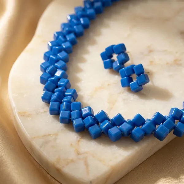 Dark_Blue_Square_Necklace_And_Earrings_Set