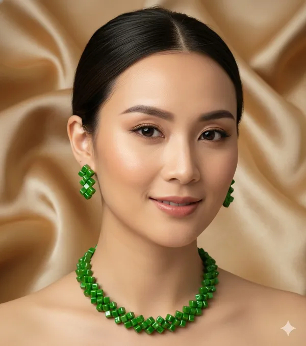 Parrot_Green_Beaded_Necklace_And_Earrings_Set_Adjustable_Cord_Style_Jewellery_For_Women