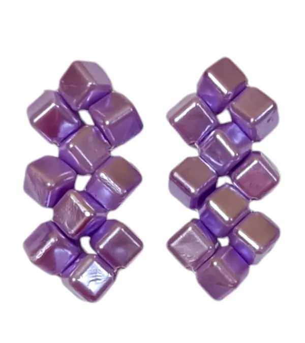 Lavender_Cube_Beaded_Necklace_And_Earrings_Set_For_Women