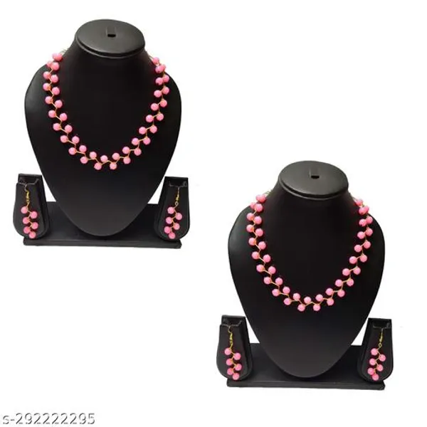 Light_Pink_Party_Wear_Zigzag_Necklace_With_Earring