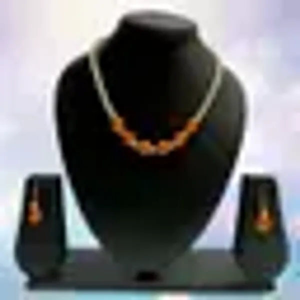 Cream_Orange_Gems_Pearl_Jewellery_Set_For_Women