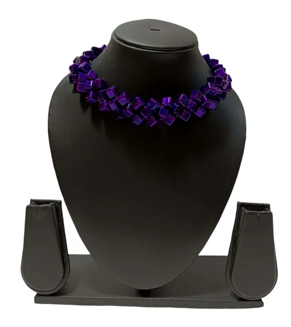 Purple_Square_Beaded_Necklace_With_Matching_Earrings_Jewelry_Set_For_Women