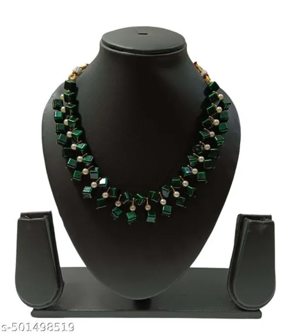 Dark_Green_Handmade_Pearl_Jewellery_Set_For_Women