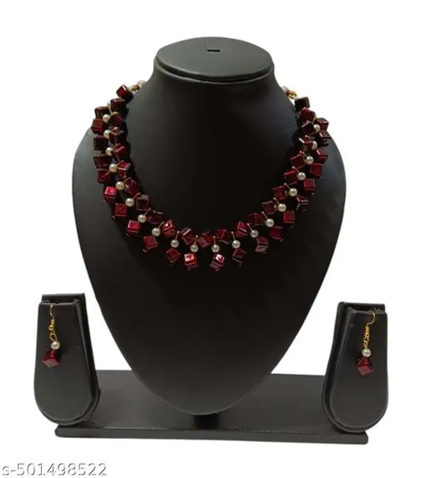 Maroon_Handmade_Pearl_Jewellery_Set_For_Women