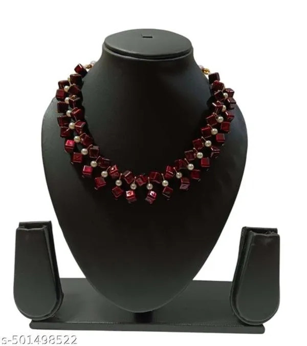 Maroon_Handmade_Pearl_Jewellery_Set_For_Women