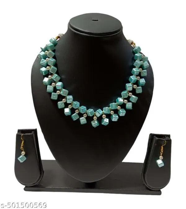 Cyan_Blue_Handmade_Pearl_Jewellery_Set_For_Women