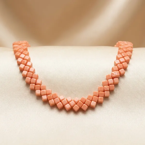Elegant_Coral_Beaded_Necklace_And_Earrings_Set