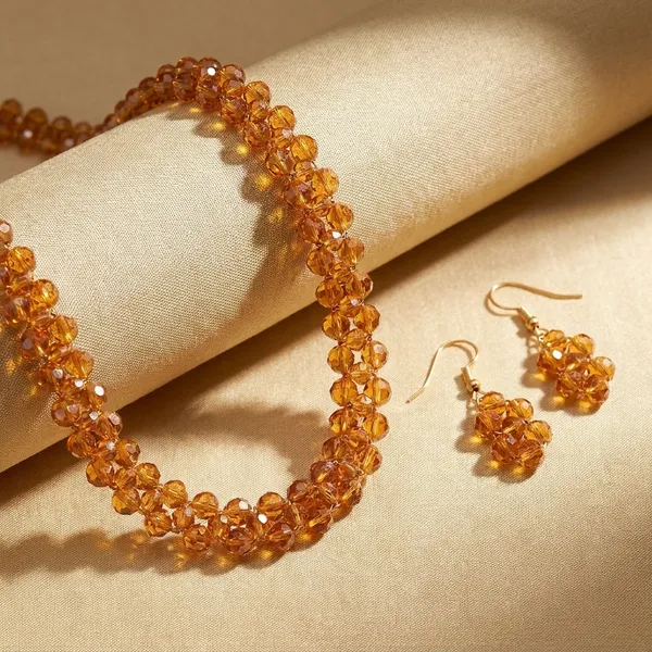 Elegant_Amber_Bead_Necklace_Set_With_Matching_Earrings