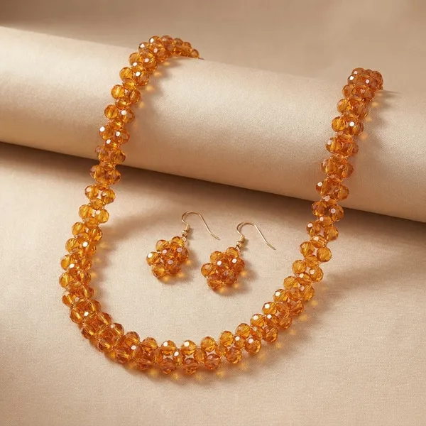Elegant_Amber_Bead_Necklace_Set_With_Matching_Earrings