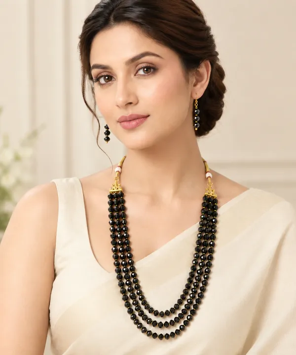 Black_Crystal_Elegance_Three-Layer_Necklace