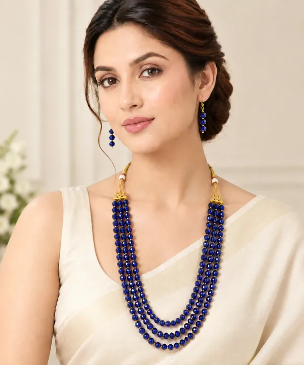 Blue_Crystal_Elegance_Three-Layer_Necklace