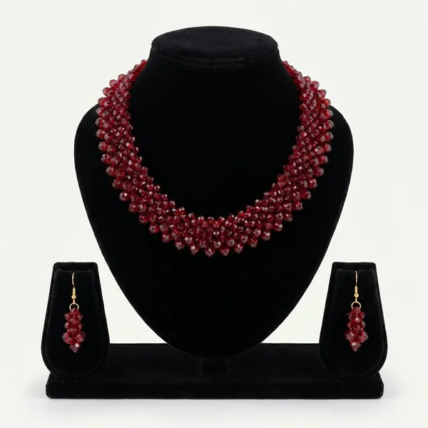 Bridal_Crystal_Maroon_Necklace_Set_For_Women