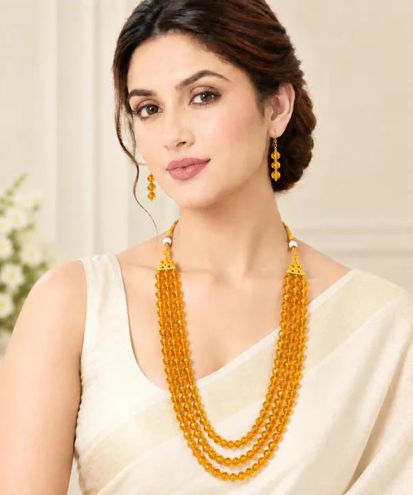 Dark_Yellow_Crystal_Elegance_Three-Layer_Necklace