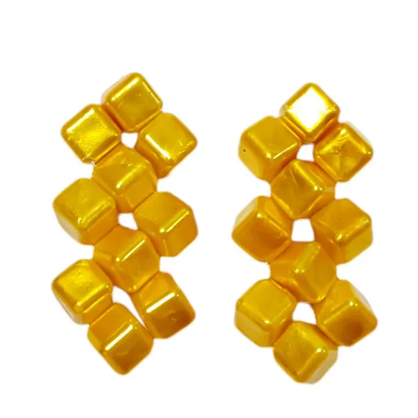 Yellow_Traditional_Amber_Yellow_Square_Bead_Necklace_And_Earrings_Set_For_Women