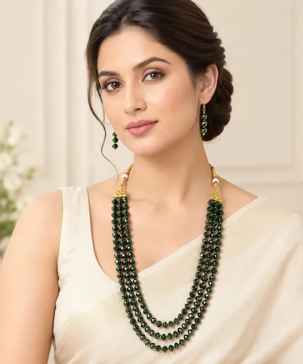Green_Crystal_Elegance_Three-Layer_Necklace