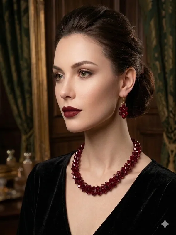 Elegant_Burgundy_Beaded_Jewelry_Set_-_Necklace_And_Earrings