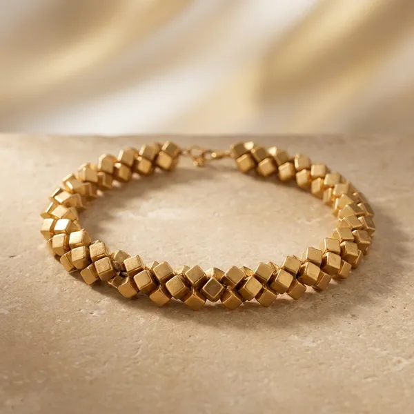 Gold-Tone_Geometric_Necklace_And_Earring_Set