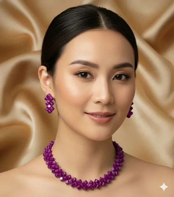 Purple_Crystal_Beaded_Jewelry_Set_-_Necklace_And_Earrings