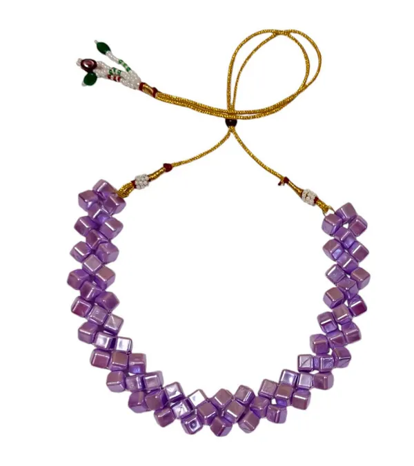 Lavender_Cube_Beaded_Necklace_And_Earrings_Set_For_Women
